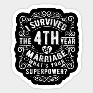 Funny Wedding Anniversary Gift 4 years Wedding Marriage Gift Sticker